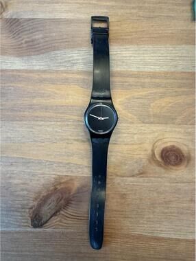 Vintage Swatch Watch Black Pearl S642 Ladies 1986 25mm Works New Battery